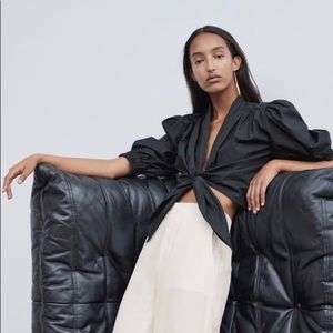 Zara black stretch poplin top size XS